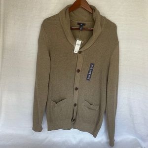 NWT Gap Men's Size Medium Tan Cotton Cardigan Sweater #0262